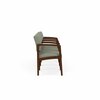 Lesro Lenox Wood 4 Seat Tandem Seating Wood Frame, Walnut, OH Eucalyptus Upholstery LW4103